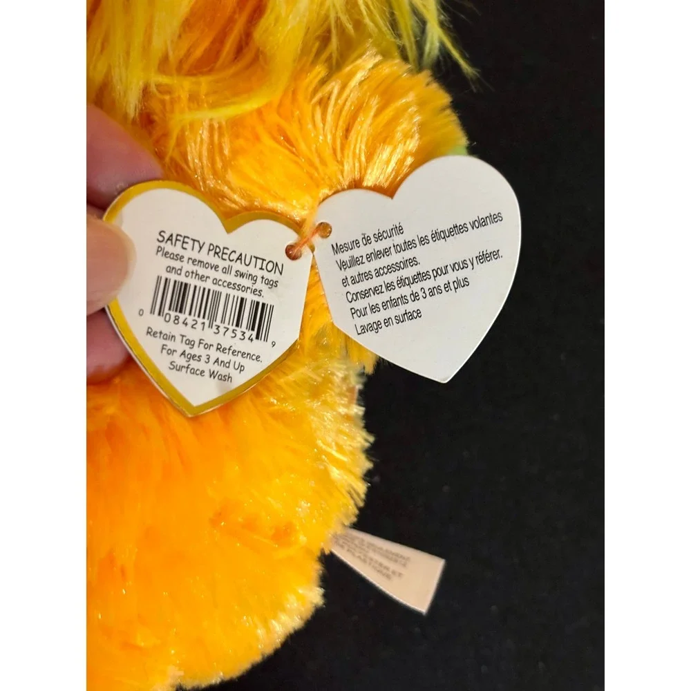 Ty Frizzys Tang Orange Yellow Monster Plush Sparkling Green Eyes 8 Inch NWT